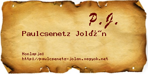 Paulcsenetz Jolán névjegykártya